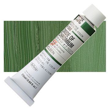 Open in modal - Holbein Artists' Oil Color - Oxide of Chromium, 20 ml tube and swatch