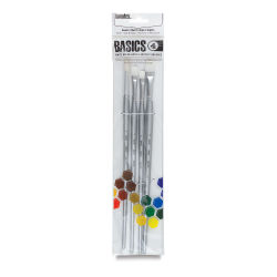 Liquitex Basics Brushes - Set of 4 Long Handle Brushes. Front of package.