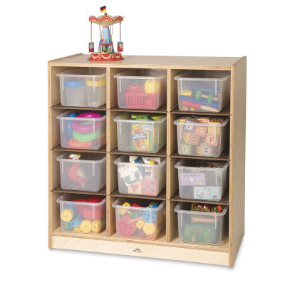 Whitney Brothers 12-Cubby Storage Cabinet - Shown with filled Bins