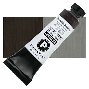 Open in modal - Daniel Smith Extra Fine Gouache - Hematite Genuine, 15 ml tube and swatch
