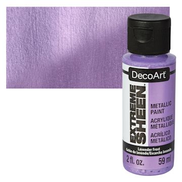 Open in modal - DecoArt Extreme Sheen Metallic Acrylic Paint - Lavender Frost, 2 oz bottle and swatch
