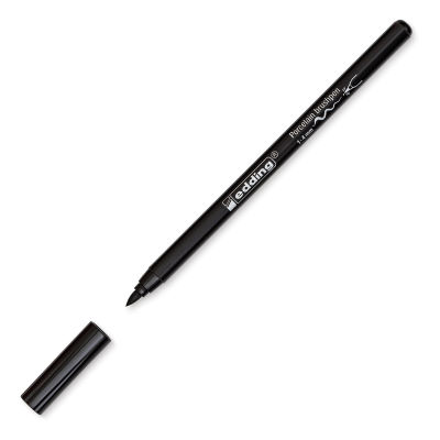 Edding 4200 Series Porcelain Brush Pen - Black (Cap off)