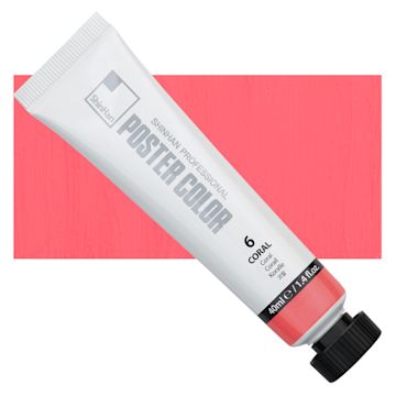 Open in modal - ShinHan Professional Poster Color Paint - Coral, 40 ml tube and swatch