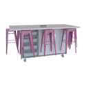 CEF Ed8 Work Table with Stools - Purple, Folkstone Hex, 42