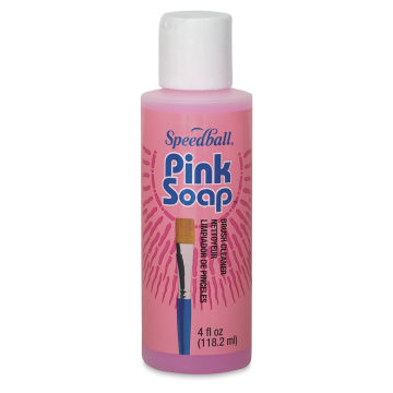 Pink Soap Artist Brush Cleaner - front of 4 oz bottle