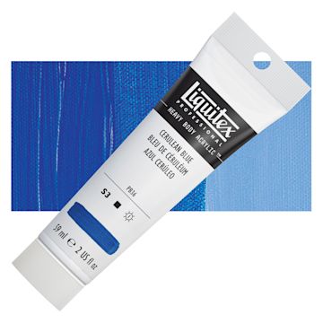 Open in modal - Liquitex Heavy Body Artist Acrylic - Cerulean Blue, 2 oz Tube and swatch