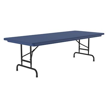 Open in modal - Correll Plastic Resin Folding Table - 30" x 72", Blue, Adjustable Height