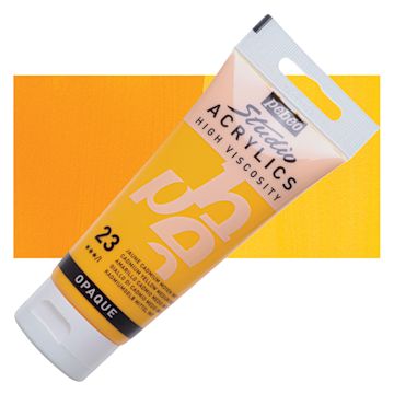 Open in modal - Pebeo High Viscosity Acrylic - Cadmium Yellow Medium Hue, 100 ml tube and swatch
