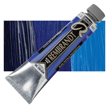 Open in modal - Rembrandt Artists' Oil Color - Phthalo Blue Red, 150 ml tube and swatch