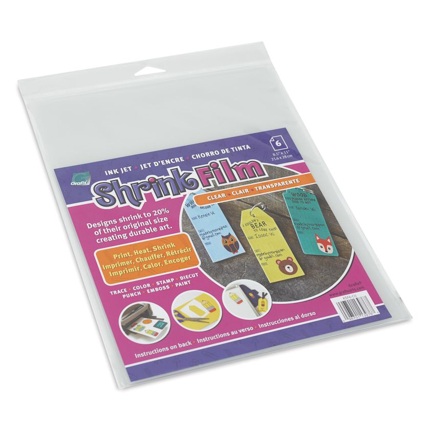 Grafix Shrink Film 8.5" x 11", Inkjet Shrink Film, Clear, 6 Sheets