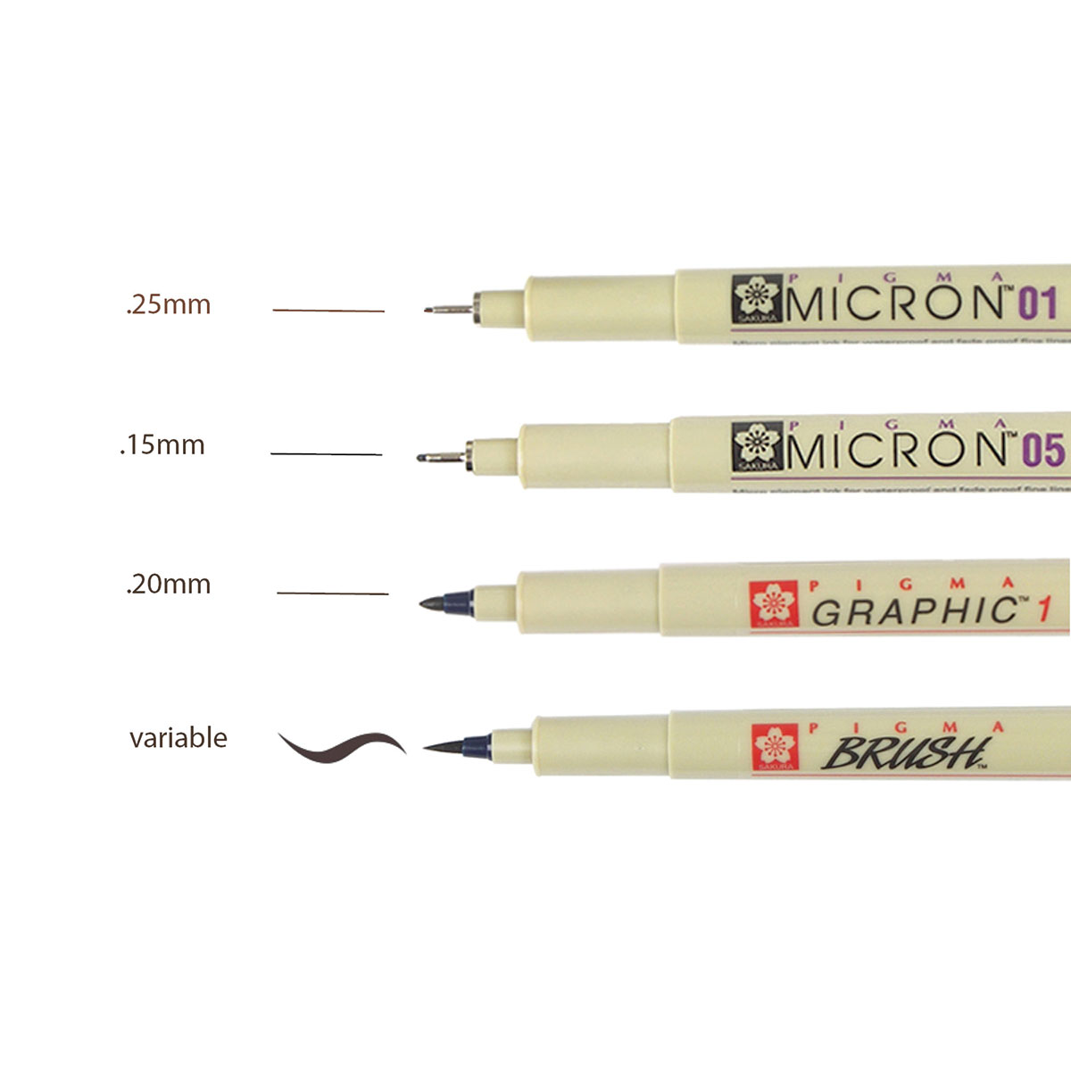 Sakura Pigma Micron Set of 4 Sepia Pens - Artist & Craftsman Supply