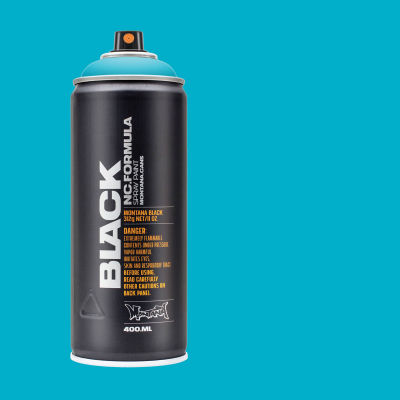 Montana Black Spray Paint - True Cyan, 400 ml can with swatch