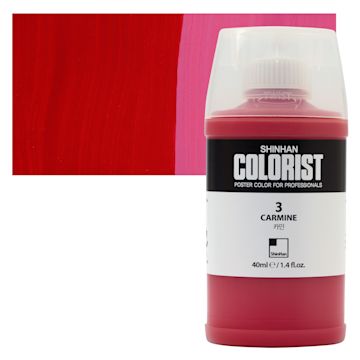 Open in modal - ShinHan Colorist Poster Color Paint - Carmine, 40 ml bottle and swatch