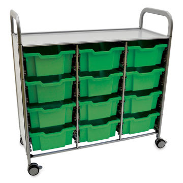 Gratnells Callero Plus Cart - Treble Cart, 12 Deep F2 Trays, Grass Green