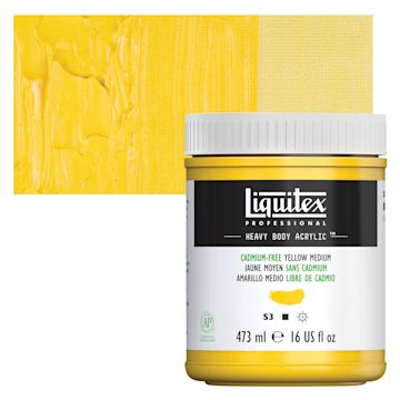 Open in modal - Liquitex Heavy Body Artist Acrylic - Cadmium-Free Yellow Medium, 16 oz Jar and swatch