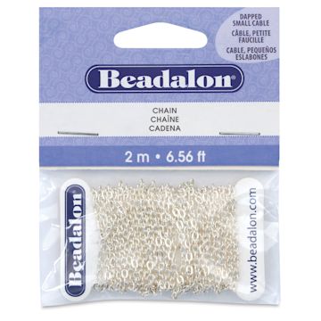 Open in modal - Beadalon Jewelry Chain - Silver, Dapped Small, 2.3 mm x 2 m front of packaging