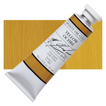 Open in modal - M. Graham Artists' Oil Color - Yellow Ochre, 37 ml tube and swatch