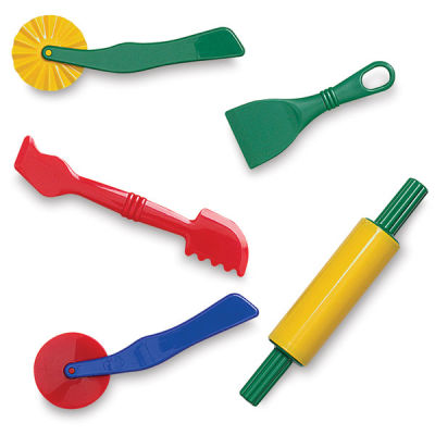 Creativity Street Kids Clay/Dough Tools - Set of 5 tools shown loosely scattered
