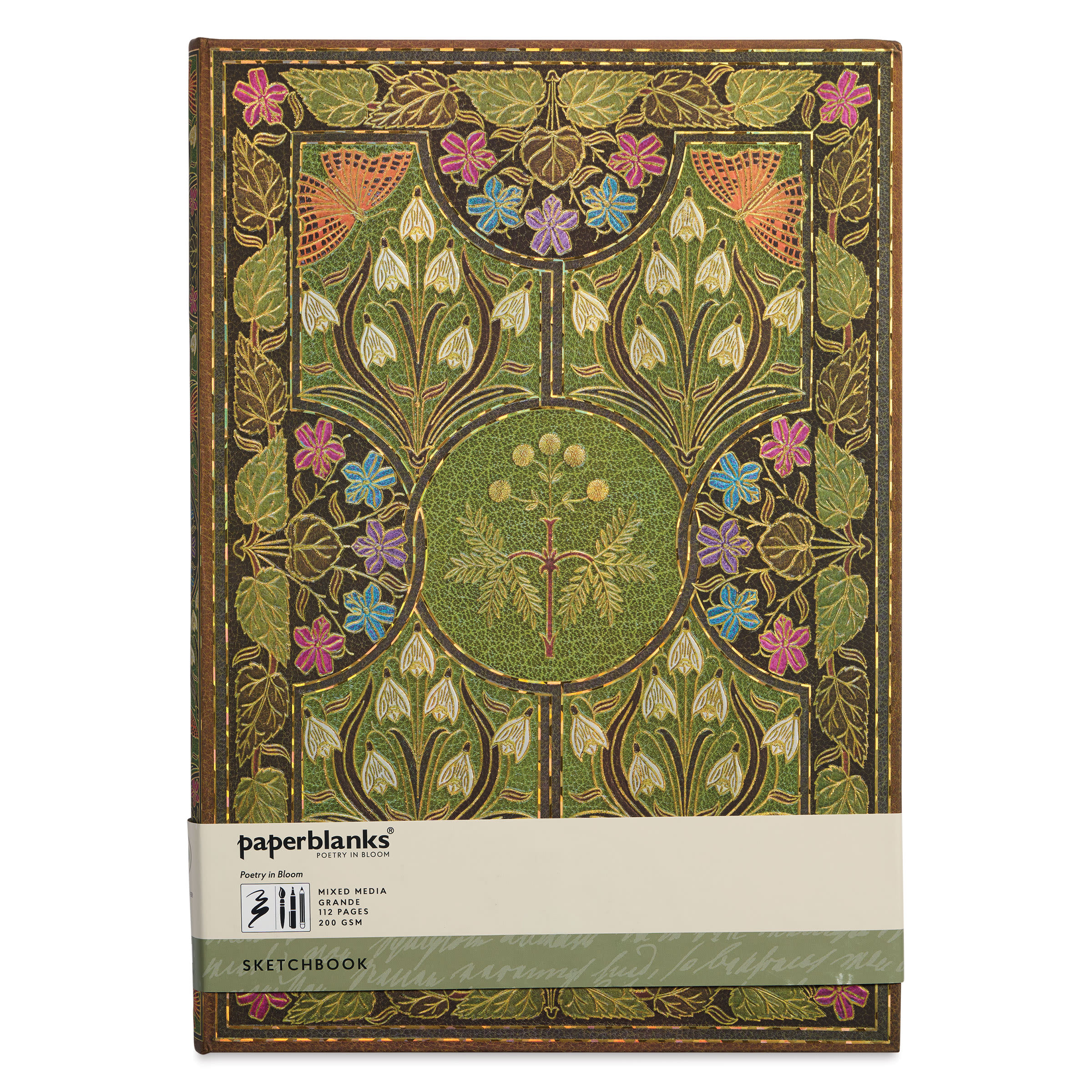 Paperblanks Mixed Media Sketchbook - Poetry in Bloom, 8" x 11-3/4", front