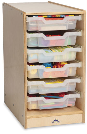 Clear Tray Storage Cabinets - Single tier 6 drawer Cabinet shown filled with supplies