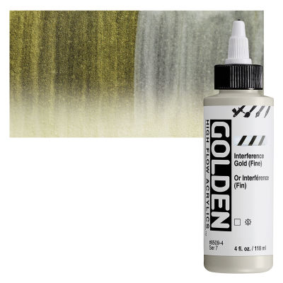 Golden High Flow Acrylics - Interference Gold (Fine), 4 oz bottle with swatch