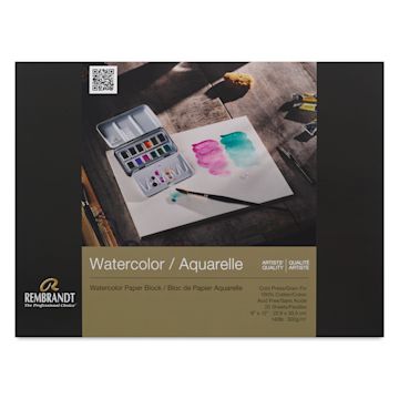 Open in modal - Rembrandt 100% Cotton Watercolor Paper Block - 9" x 12", front cover
