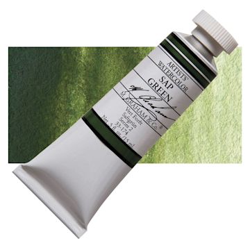 Open in modal - M. Graham Artists' Watercolor - Sap Green Permanent, 15 ml Tube and swatch