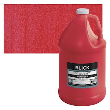 Open in modal - Blick Original Formula Student Tempera Paint - Red, 128 oz bottle and swatch