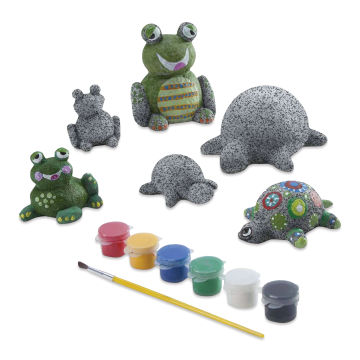 Hearthsong Color Pops Paint-Your-Own Rocks Kit - Frogs and Turtles (Kit contents)