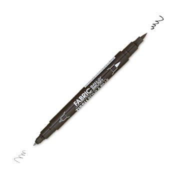 Open in modal - Marvy Uchida Dual-Tipped Ball & Brush Fabric Marker - Black