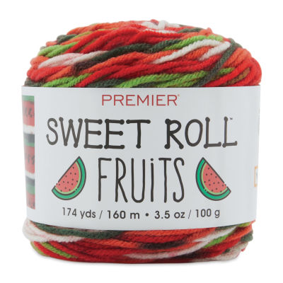 Premier Yarn Sweet Roll Fruits Yarn - Watermelon (side view with label)