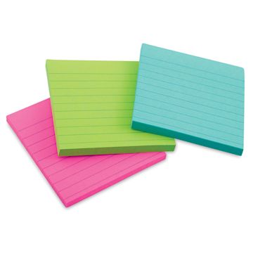 Open in modal - Post-it Super Sticky Notes - 4" x 4", World of Color Collection, Lined, Pkg of 3