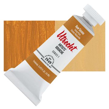 Open in modal - Utrecht Artists' Gouache - Raw Sienna, 14 ml tube and swatch