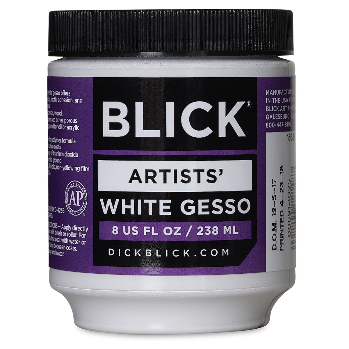 2 Pack Black and White Gesso for Acrylic Painting, 4 Paint Brushes, 250ml  Each