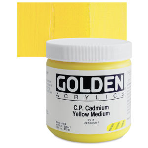 Golden Heavy Body Artist Acrylics - Cadmium Yellow Medium, 16 oz Jar