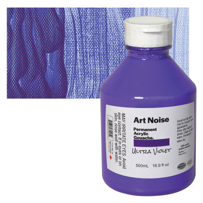Tri-Art Art Noise Permanent Acrylic Gouache - Ultra Violet, 500 ml, Bottle with Swatch