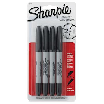 Open in modal - Sharpie Twin Tip Marker-Set of 4 Black  Outside of Package