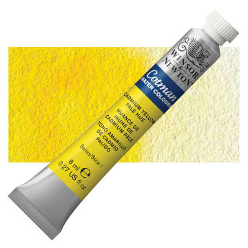 Open in modal - Winsor & Newton Cotman Watercolor - Cadmium Yellow Pale Hue, 8 ml tube and swatch