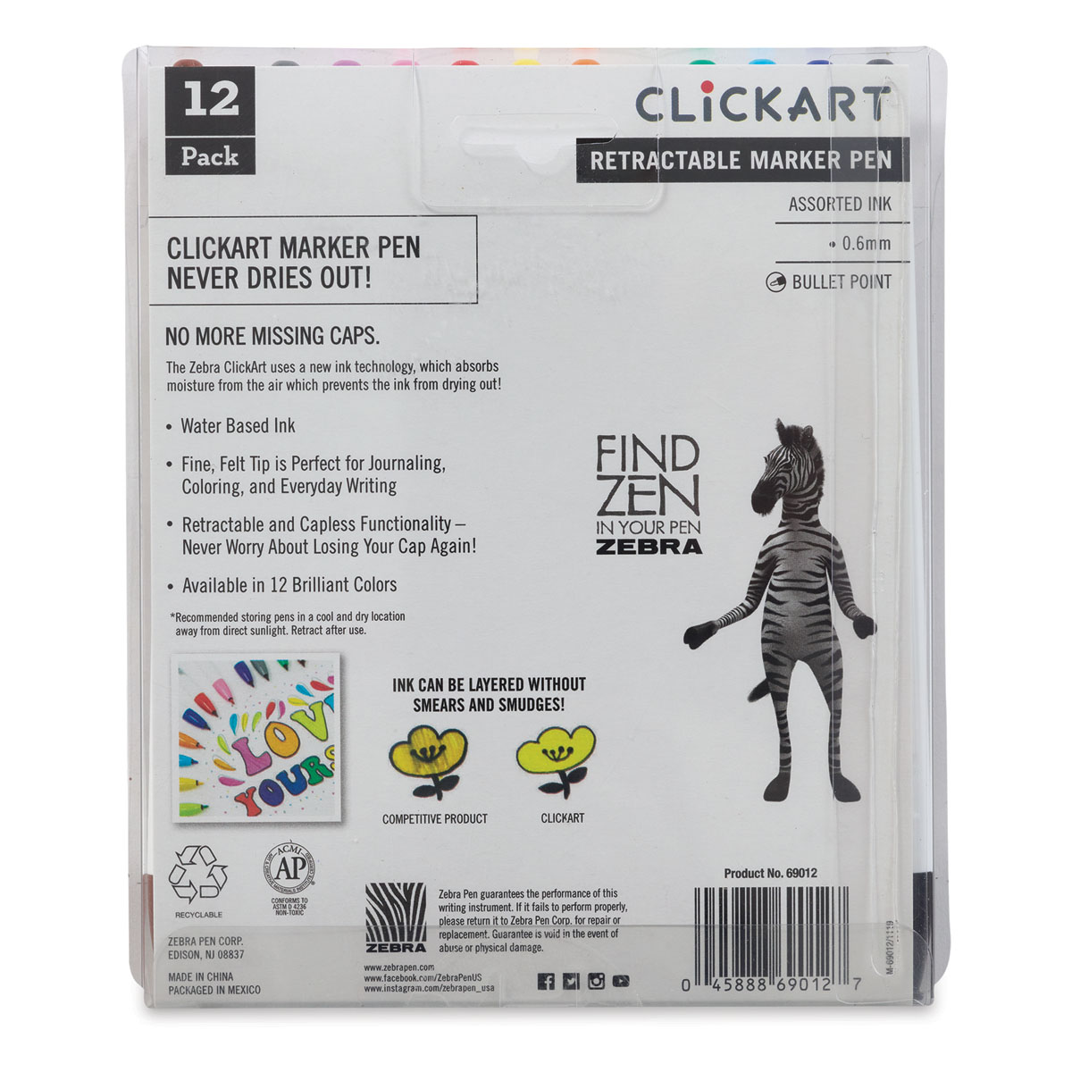 Zebra ClickArt Retractable Marker - Black