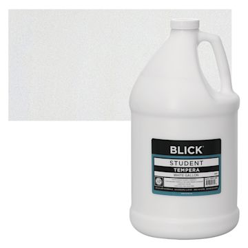 Open in modal - Blick Original Formula Student Tempera Paint - White, 128 oz bottle and swatch
