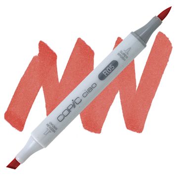 Open in modal - Copic Ciao Double Ended Marker - Salmon Red R05 marker and swatch