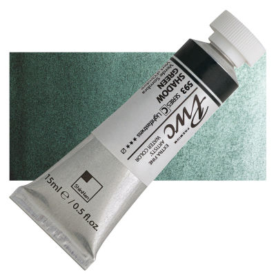 PWC Extra Fine Professional Watercolor - Shadow Green, 15 ml, Swatch with Tube