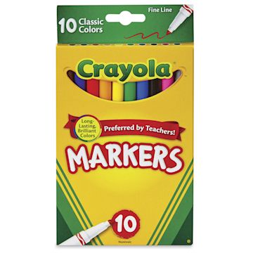 Open in modal - Crayola Fine Line Markers - Classic Colors, Set of 10, front of the packaging