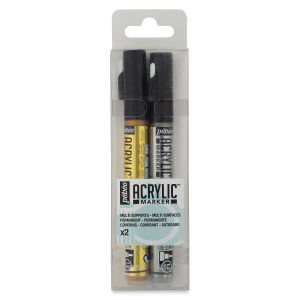 Pebeo Acrylic Marker - Set of 2, Gold and Silver, 1.2 mm, Bullet Nib