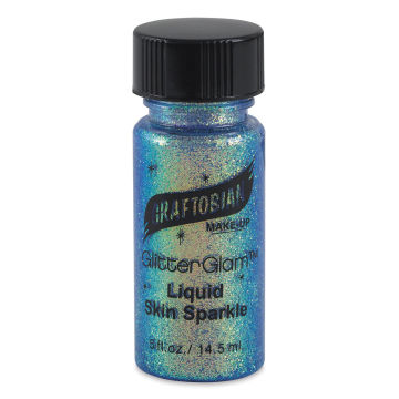 GlitterGlam Liquid Skin Sparkle - Front view of Sapphire Sky bottle