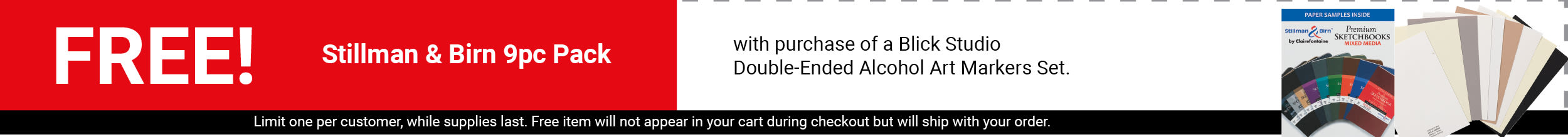 FREE! Stillman & Birn 9pc pack with purchase of a Blick Studio Double-Ended Alcohol Art Markers Set.