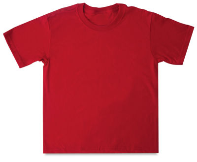First Quality T-Shirts - Top view of Red Youth size shirt
