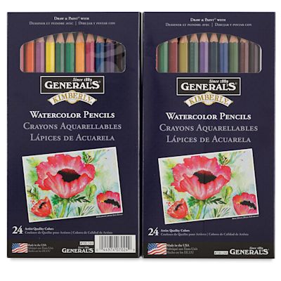 General's Kimberly Watercolor Pencil Set - Assorted Colors, Set of 24 ...