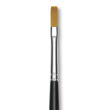 Open in modal - Trekell Synthetic Gold Taklon Brush - Flat, Long Handle, Size 4, close-up
