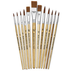 Blick Essentials Value Brush Set - Assorted Brushes, Brown Nylon, Set of 12